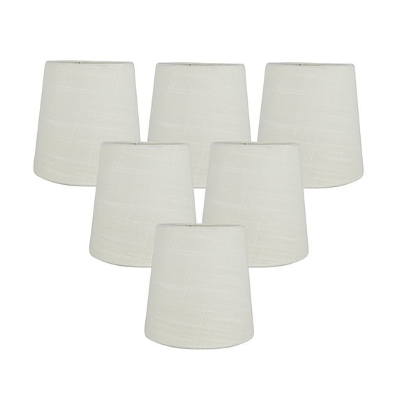 MERIVILLE Linen Clip-On Chandelier Lamp Shades, 4 x 5 x 5 in, Eggshell, Set of 6