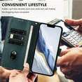 thumbnail image 4 of For Samsung Galaxy A25 5G 6.5inch Phone Case Wallet, Flip Leather TPU Cover with Card Holder Wrist Strap Shockproof Phone Case,Dark Green,For Galaxy A25 5G, 4 of 11