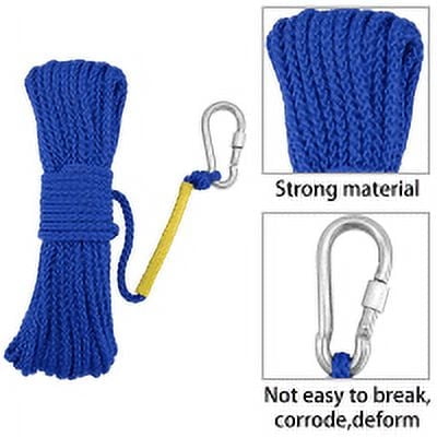 ISURE MARINE Hollow Line Rope Heaving Line with Spring Hook for Ring Buoy 1/4" x 50' Blue