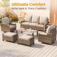 thumbnail image 5 of Poteban Outdoor Patio All Weather Wicker Furniture Sets,with Coffee Table, Sofa, Swivel Rocking Chair and Ottoman,for Pool, Backyard, Garden, 6 Pieces, 5 of 13