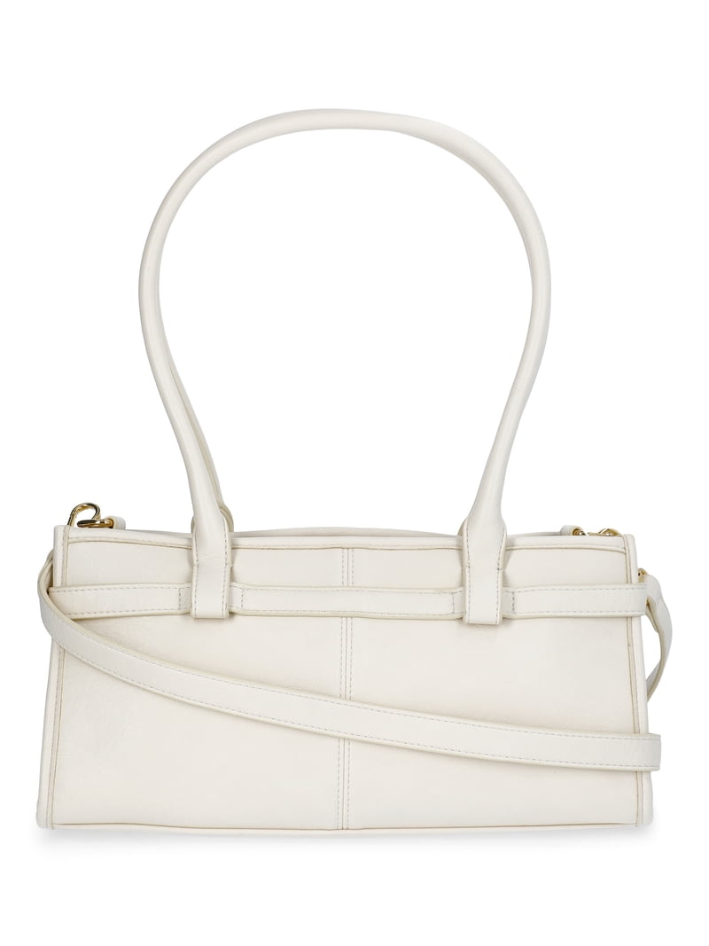 Time and Tru Women's Faux Leather Gwyn Shoulder Handbag, Bleached