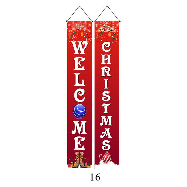 Nueva cortina de puerta con decoración de coplas navideñas, bandera colgante para fiesta de Papá Noel, coplas navideñas 12