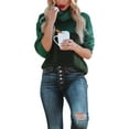 thumbnail image 3 of hirigin Women Sweater, Long Sleeve Turtleneck Contrast Color Knit Pullover for Casual Daily, 3 of 9