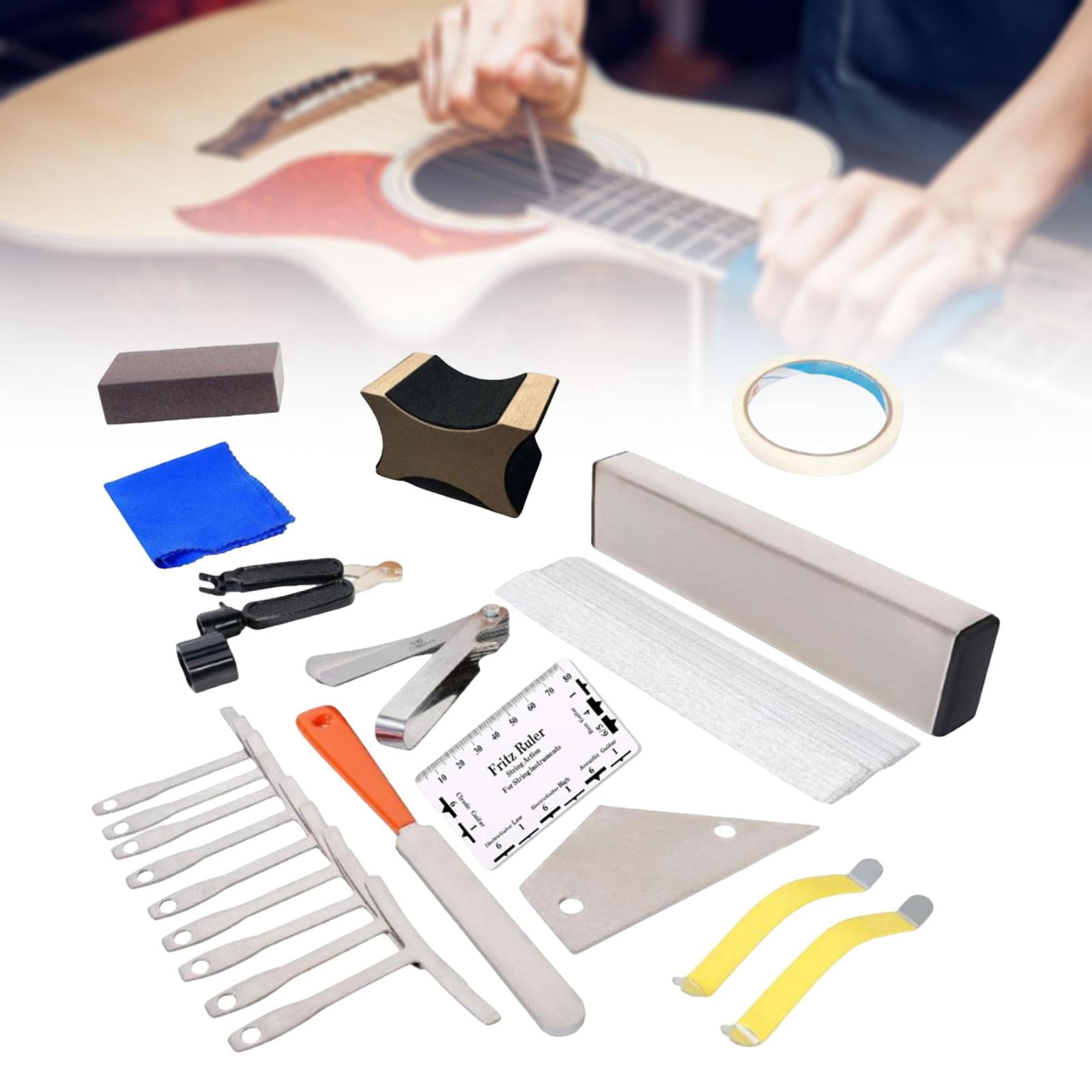 LeeQinersw Guitar Maintenance Tool Kit Guitar Setup Tool Kits Measuring Tool Fret Leveling Kits for Electric Guitar Electric Guitar Bass