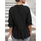 thumbnail image 2 of Blusa de media manga para mujer, cuello alto, cuello en V, camisa holgada de corte A, 2 of 8