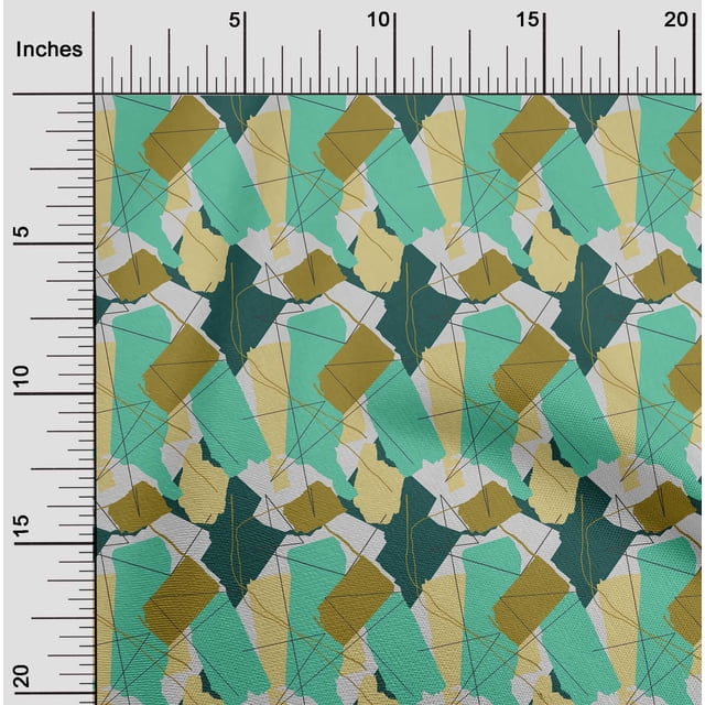 oneOone Polyester Lycra Sea Green Fabric Triangle & Brush Stroke Abstract Craft Projects Decor Fabric Printed By The Yard 56 Inch Wide