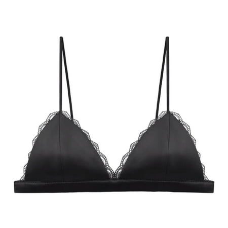 Ploknplq Sports Bras for Women plus Size Sports Bra sticky Bra Push Up stick On Bra silk Satin Bralette Soft Cup Wireless Bra Smooth Wire Bra Top (with Chest Pad) adhesive Bras Black L Red S