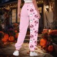 thumbnail image 5 of TOWED22 Women Halloween Sweatpants Cute Ghost Graphic Track Pants Drawstrings High Waisted Bottom Active Joggers with Pocket(Pink,XXL), 5 of 7