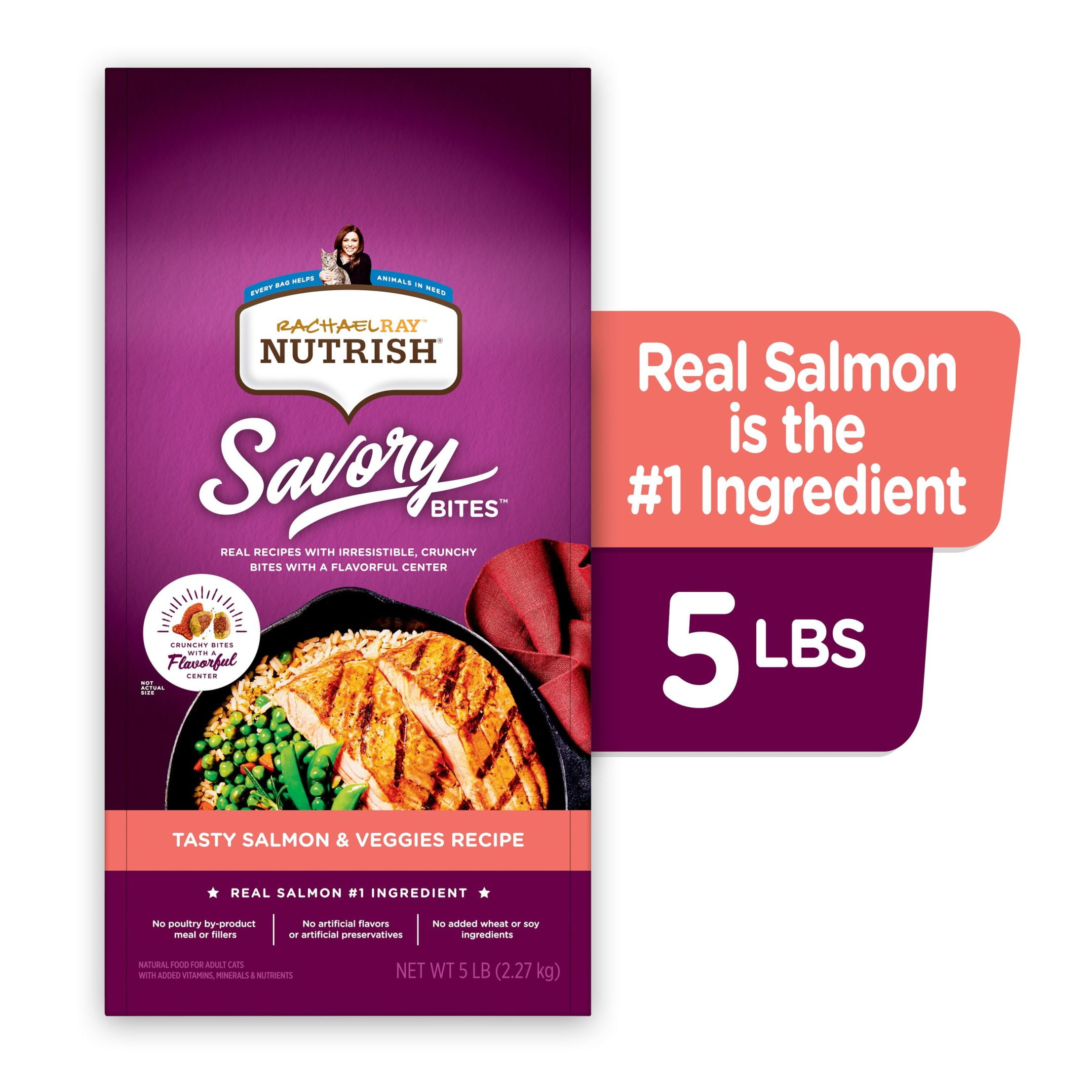 RACHAEL RAY NUTRISH 5 POUND SAVORY BITES TASTY SALMON AND VEGGIES RECIPE DRY CAT FOOD