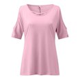 thumbnail image 5 of WAIIMAK Womens Tops Solid Color Round Neck T-Shirt Spring/Summer Shirt Strapless Tees, 5 of 5