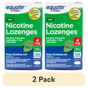 (2 pack) Equate Mini Nicotine Polacrilex Lozenges, Stop Smoking Aid, 4 mg, Mint Flavor, 108 Count, Compare to Nicorette® Mini Lozenge Active Ingredient