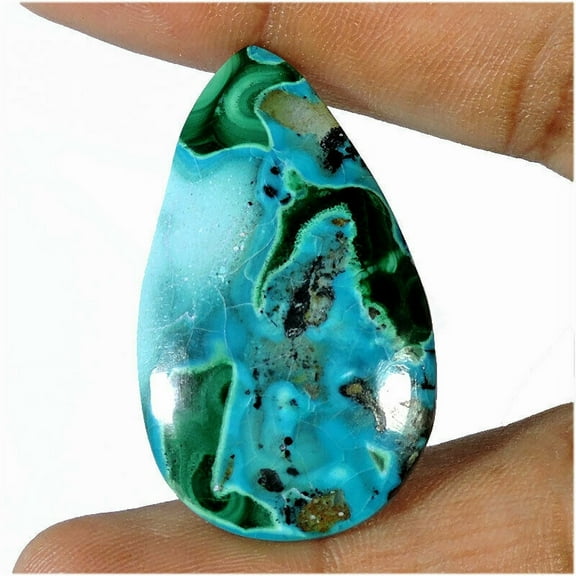 42.00Cts Natural Green Chrysocolla Malachite Pear Cabochon Loose Gemstone