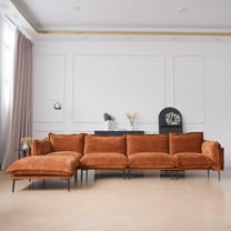 Magic Home Sectional Sofa with High Sofa Legs L-Shaped Couch Sofa Velvet Orange Couches 5 Seat Sofa U-shaped Sectional Couch, Living Room Furniture Set for Home Apartment Office Studio