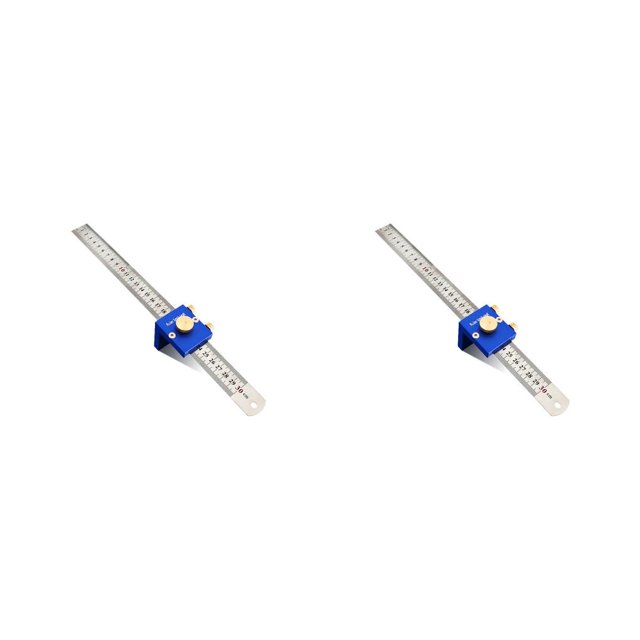 Speravity Regla de trazado de acero inoxidable de 30cm, regla portátil anticorrosiva de ángulo para carpintería, reglas metalúrgicas, Azul 2piezas