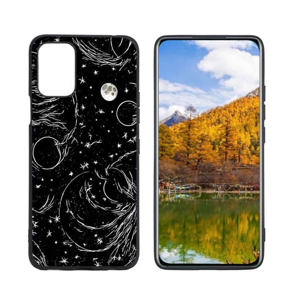 Compatible with LG Q52 Phone Case, Moon-196 Case Men Women, Flexible Silicone Shockproof Case for LG Q52