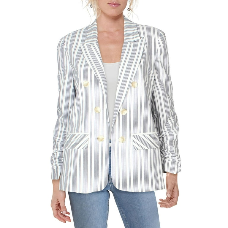 White ruched cheap blazer