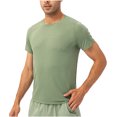thumbnail image 2 of Nnhblu Men Nylon Short Sleeve Round Neck Quick Dry Sports Mens T Shirts Green S, 2 of 8