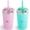 Green and Pink, variant on PopYum 13oz Insulated Stainless Steel Kids’ Cups with Lid and Straw, 2-Pack, Purple, Pink, stackable, sippy, baby, child, toddler, tumbler, double wall, vacuum, leak proof