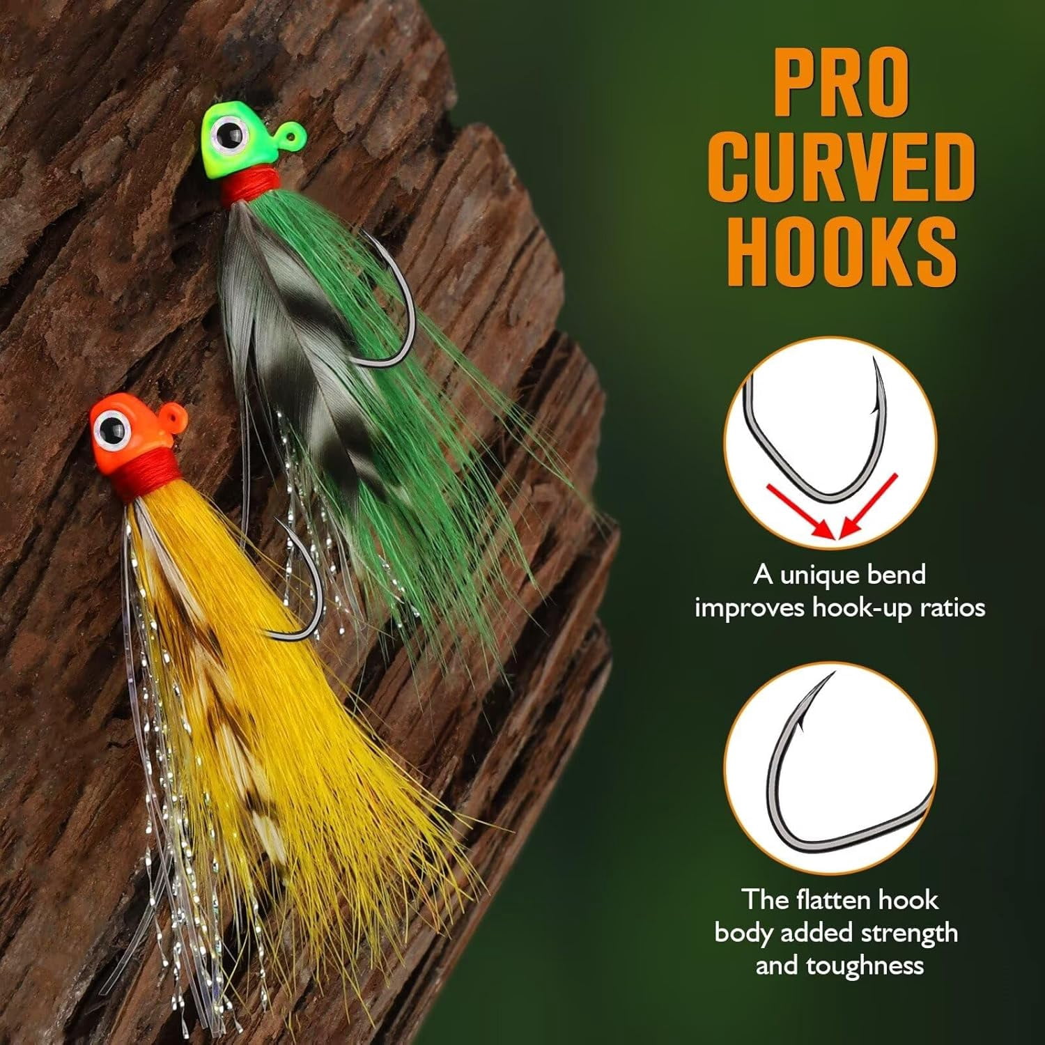 Crappie Fishing Jig Heads 1/8oz Hand-Tied Bucktail Hair Jigs with #2 Fishing Jig Hooks 40PCS