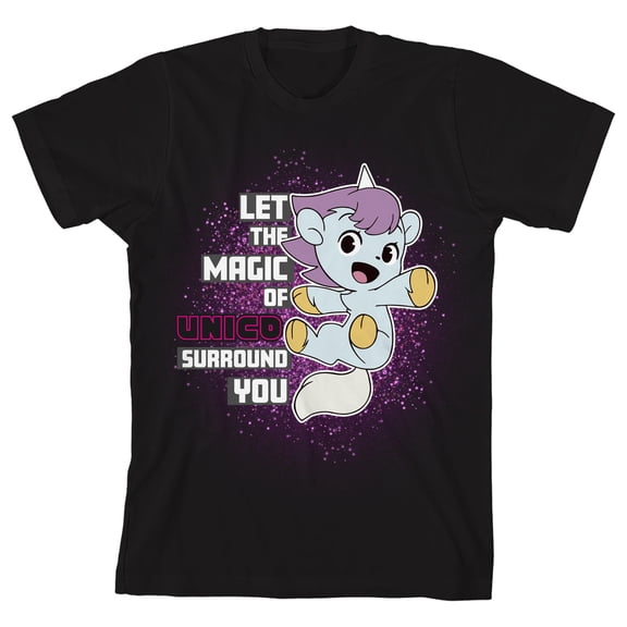 Unico Awakening Let The Magic Of Unico Surround You Youth Black Crew Neck Short Sleeve T-shirt-XXL