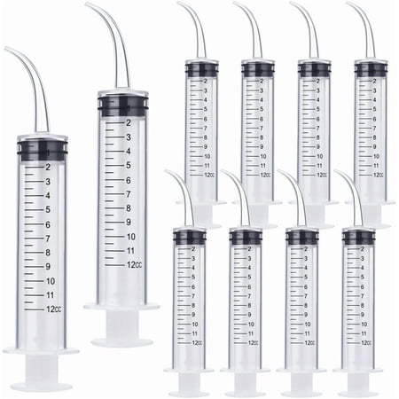 Wisdom Teeth Syringe, 10 Pack Irrigation Dental Syringes with Measure Scale & Curved Tip for Dental Care Liquid Oral Tonsil Stone