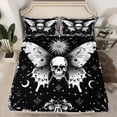 thumbnail image 2 of Homewish Boho Skull Moth Twin Sheet Sets,Vintage Baroque Floral Twin Fitted Sheet,Retro Bohemain Theme Flat Sheet For Boys Kids,Microfiber Bedroom Decor,3pcs, 2 of 7