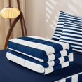 thumbnail image 5 of Erosebridal Navy White Stripe Abstract Zipper Queen Comforter Set with Fitted Sheet and 2 Pillowcases for Girls, Modern Simple Lines Zipper Bedding Set, Navy Reversible, 4-Piece, 5 of 7