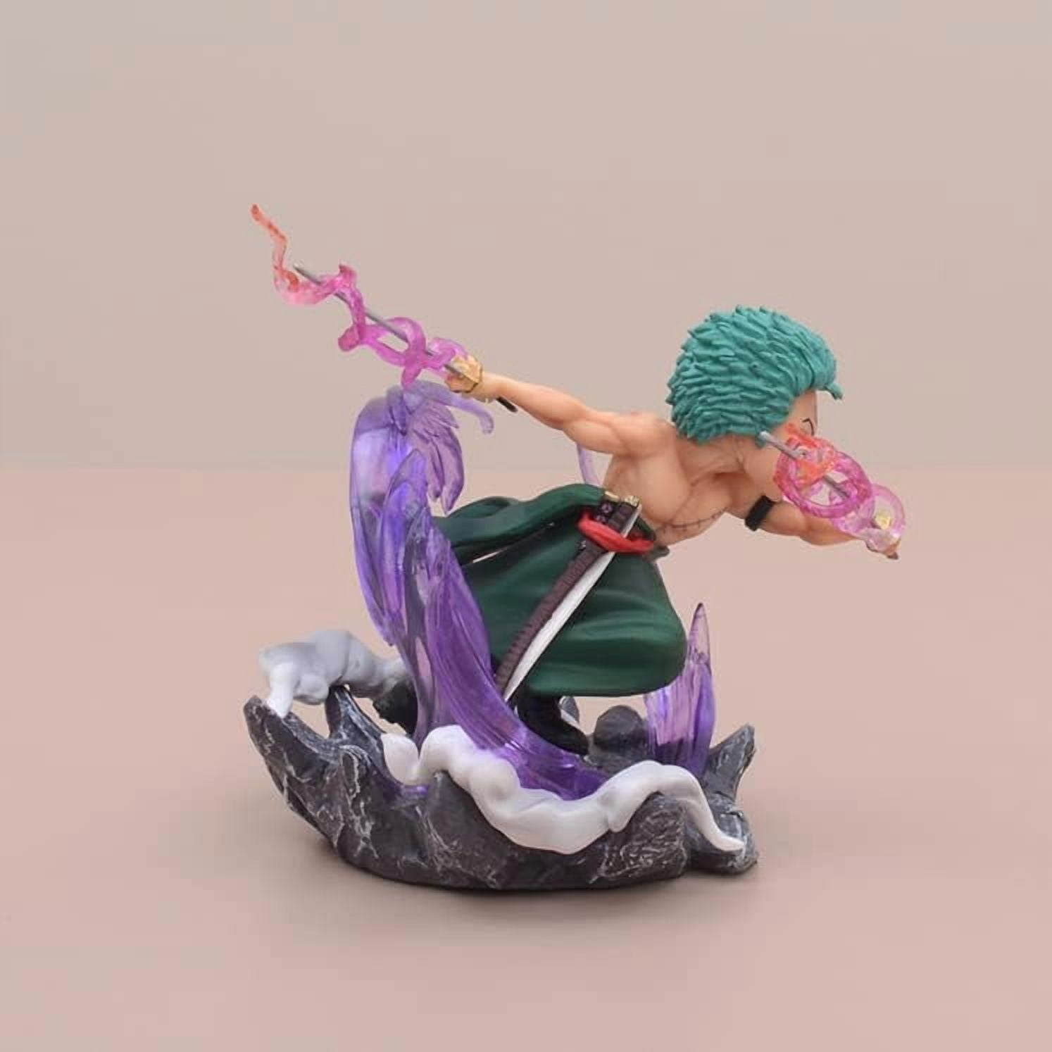 Newly Mini Figures, Luffy Zoro Doflamingo Mihawk Boa Hancock Sabo Statue Figure 12CM/4.7INCH Action Figures Cartoon Toys Anime Collection Decoration (Zoro 3)