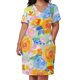 thumbnail image 3 of Vestido elegante con bolsillos sueltos y estampado de acuarela floral de color naranja brillante para embarazadas., 3 of 7