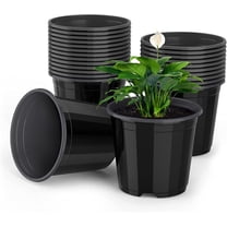 25 Packs 4 5 6 Inch Nursery Pots Round Flower Pots Decorative Plastic Pots for Plants with Drainage Hole Seed Starting Pots for Seeding, Succulent(4 Inch, Black)