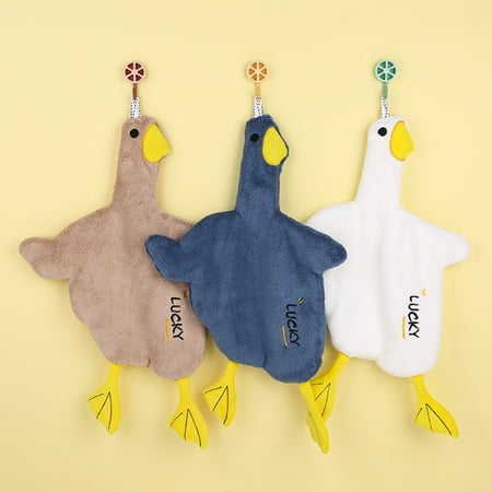 

Beechoice Cute Hand Towels - Thick Children Bathroom Hand Towels Cartoon Duck Microfiber Absorbent Hand Towels for Kitchen