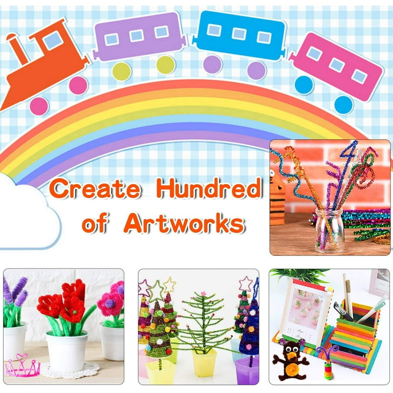 Craft Kits for Kids Ages 4-8, Art Craft Supplies Include Pipe Cleaners,  Pompoms - DIY Crafts Kit for Toddlers Age 5 6 7 8 9 10 Years Old Girl and  Boy