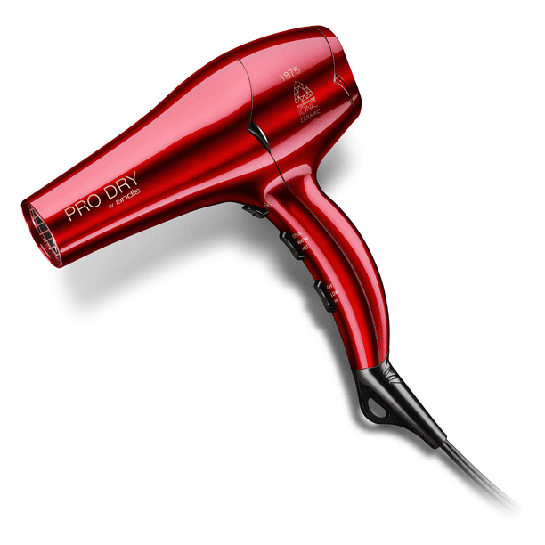 Andis Pro Dry Tourmaline Ceramic Hair Dryer with Pick and Concentrator,  Ionic, 1875 Watts, Red 