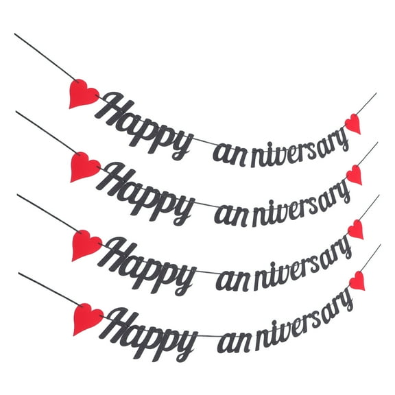 UPOUART 4Pcs Wedding Anniversary Banner Black Paper Decoration For Romantic Occasions Family Gathering