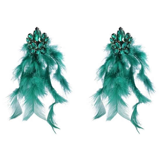 Namzi Boho Feather Tassel Earrings Long Drop Dangle Feather Earrings, Party Earrings,Style B,Green