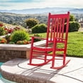 thumbnail image 3 of Pemberly Row Traditional Hardwood Indoor/Outdoor Patio Porch Rocker in Red, 3 of 10