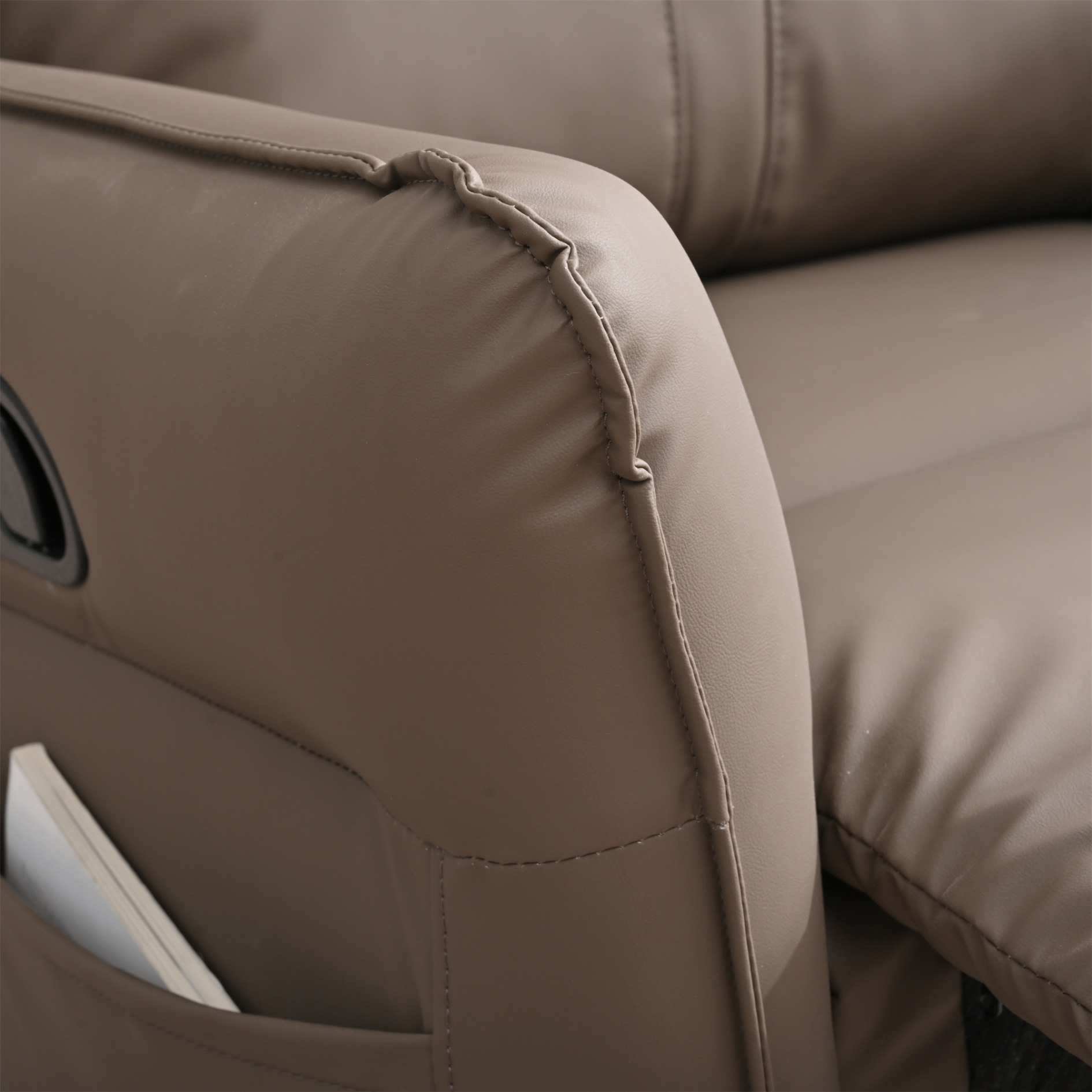 PU Rocking Recliner Chair,360° Swivel Nursery Rocking Chair,Glider Chair,Modern Small Rocking Swivel Recliner Chair for Bedroom,Living Room Chair Home Theater Seating, Side Pocket, Brown