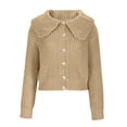 thumbnail image 4 of Karight Cute Collared Cardigan Sweaters for Women Long Sleeve Loose Button Down Chunky Knitted Cropped Outerwear, 4 of 6