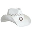 thumbnail image 1 of Chapeau de Cowboy pour Femme avec Cœur, Blanc, Taille Unique, 1 of 2