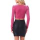thumbnail image 3 of INSPIRAR CHIC Manga Fruncida para Crop Tops de Terciopelo con Escote Corazón para Mujeres XS Rosa Fucsia, 3 of 5