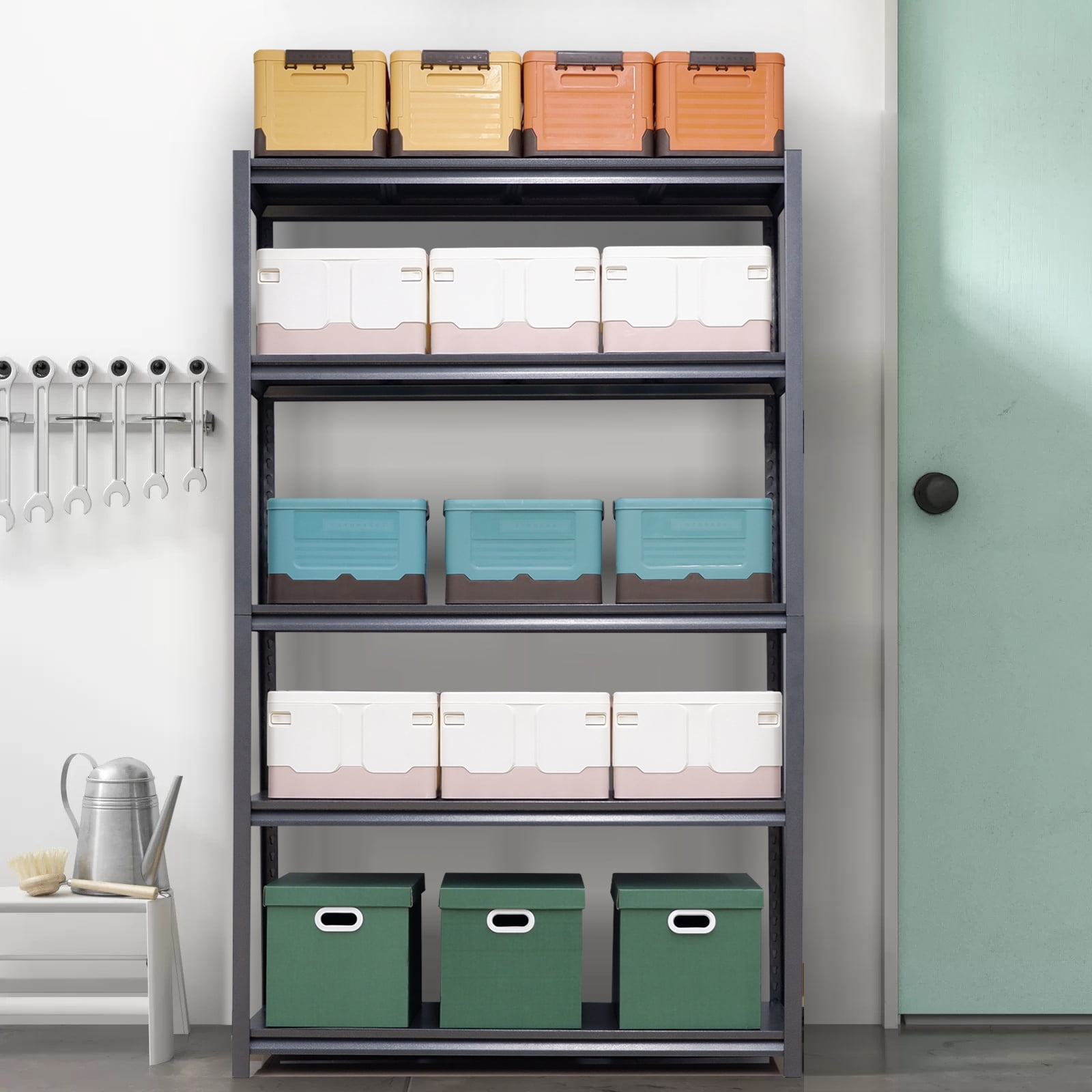 Aukfa Storage Shelves 5 Tier Adjustable Garage Heavy Duty Metal Shelving for Warehouse Pantry Kitchen,47.2"Wx18"Dx78"H,Black
