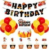 Fire Truck Birthday Party Supplies Fireman Banner Cake Topper Firefighter Cupcake Toppers and Wrappers Latex Balloons for Boy's Birthday Fire Engine Rescue Theme Party Decorations Set of 62