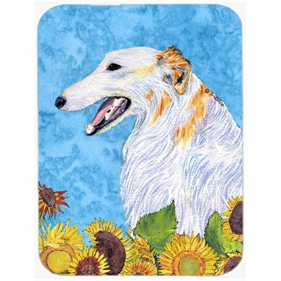 Carolines Treasures SS4244LCB Borzoi in Summer Flowers Glass Cutting Board Large, 12H x 16W, multicolor
