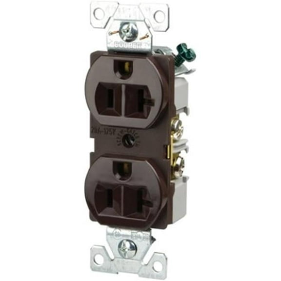 Cooper Wiring BR20W 20 amp Duplex Straight Blade Receptacle, White