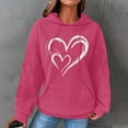 thumbnail image 4 of Graphic Hoodies for Women Fashion Waffle Heart Print Crewneck Sweatshirts Long Sleeve Fall Loose Casual Tops with Pocket(Hot Pink M), 4 of 4