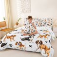 thumbnail image 4 of Homewish Cute Pet Dog 7pcs Queen Bedding,Kawaii Animal Bedding Comforter Set Queen,White,Polkadot Reversible, 4 of 8