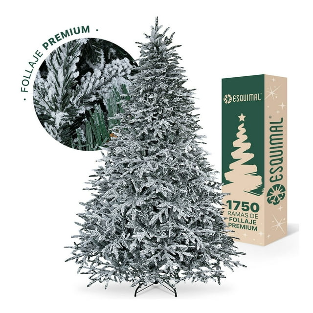 Árbol de Navidad Escarchado Ramas PVC y PE, Cedro del Himalaya Frondoso Esquimal (Verde Nevado, 2.50 m)