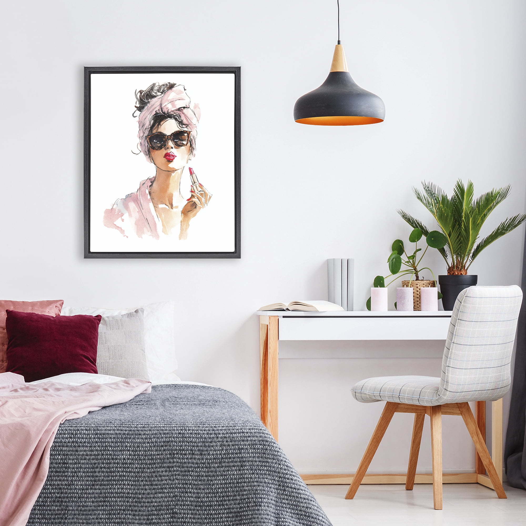 Stupell Industries Velour Secrets Lipstick Black Framed Floater Canvas Wall Art, design by Svetlana Aleynikova