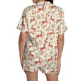 thumbnail image 5 of Pyjama pour Femmes en Satin de Soie à Imprimé Graphique, Mignon, Tenue de Nuit, Boutons, Hauts à Manches Courtes, Ensembles de Shorts, 5 of 5