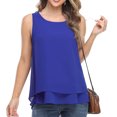 thumbnail image 2 of Women's T-Shirts Long Chiffon Vest Tops Summer Double Layer Sleeveless Skirt Hem Shirts Casual Loose Tank Top Round-Neck Blouses Tunic Swing Cami Tops, 2 of 7